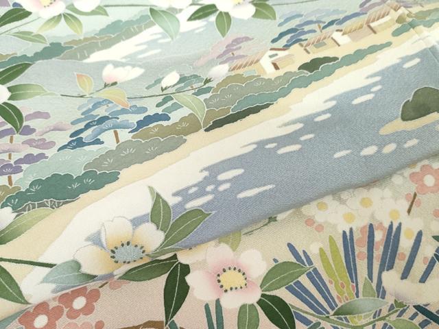 平和屋着物●訪問着　友禅　作家物　浜松風景文　暈し染め　正絹　逸品　AABE5222cs