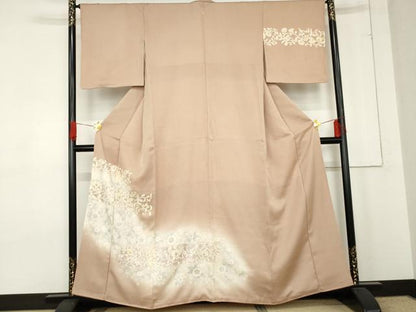 平和屋着物●訪問着 更紗花唐草文 暈し染め 金銀彩 正絹 逸品 AABE5233cs