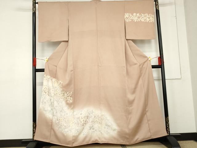 平和屋着物●訪問着 更紗花唐草文 暈し染め 金銀彩 正絹 逸品 AABE5233cs