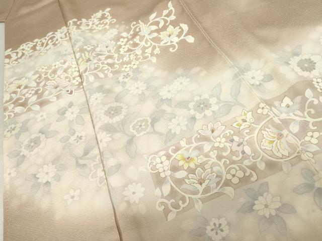 平和屋着物●訪問着 更紗花唐草文 暈し染め 金銀彩 正絹 逸品 AABE5233cs