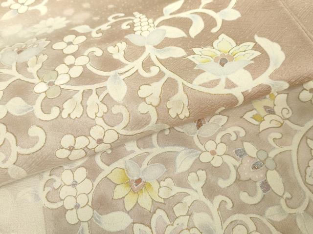 平和屋着物●訪問着　更紗花唐草文　暈し染め　金銀彩　正絹　逸品　AABE5233cs 平和屋着物○訪問着 更紗花唐草文 暈し染め 金銀彩 正絹