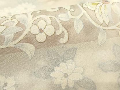 平和屋着物●訪問着 更紗花唐草文 暈し染め 金銀彩 正絹 逸品 AABE5233cs