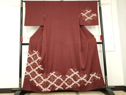 平和屋着物●訪問着　絞り　松皮菱吉祥松竹梅文　金彩　正絹　逸品　AABE5235cs