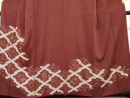 平和屋着物●訪問着　絞り　松皮菱吉祥松竹梅文　金彩　正絹　逸品　AABE5235cs