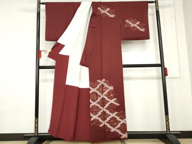 平和屋着物●訪問着　絞り　松皮菱吉祥松竹梅文　金彩　正絹　逸品　AABE5235cs