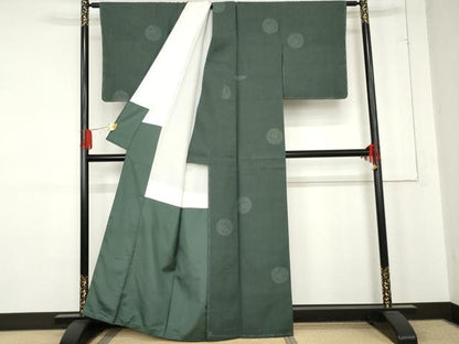 平和屋着物●結城紬　100亀甲　飛び亀甲　花丸文　正絹　逸品　未使用　AABE5239cs
