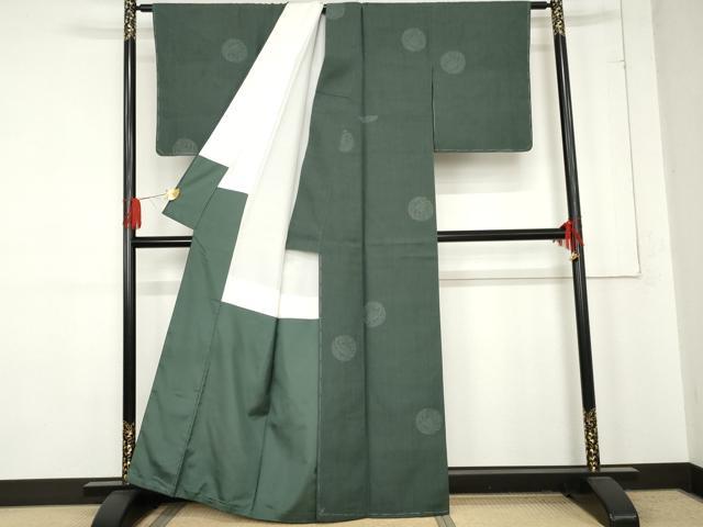 平和屋着物●結城紬　100亀甲　飛び亀甲　花丸文　正絹　逸品　未使用　AABE5239cs