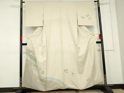 平和屋着物●訪問着　枝葉文　暈し染め　正絹　逸品　AABE5242cs