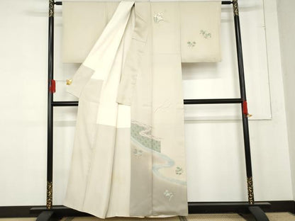 平和屋着物●訪問着　枝葉文　暈し染め　正絹　逸品　AABE5242cs