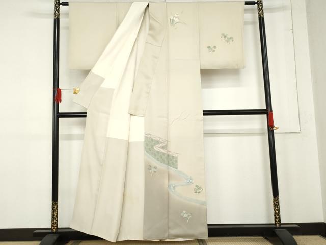 平和屋着物●訪問着　枝葉文　暈し染め　正絹　逸品　AABE5242cs