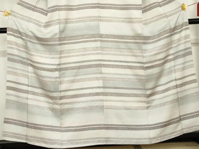 平和屋着物●訪問着　手描き　横段更紗花文　暈し染め　正絹　逸品　AABE5244cs 平和屋着物○訪問着 手描き 横段更紗花文 暈し染め 正絹