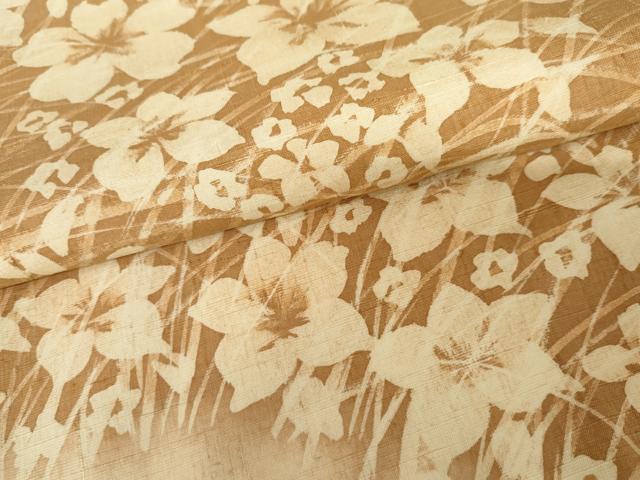 平和屋着物●訪問着　紬地　ろうけつ染め　草花文　正絹　逸品　AABE5253cs