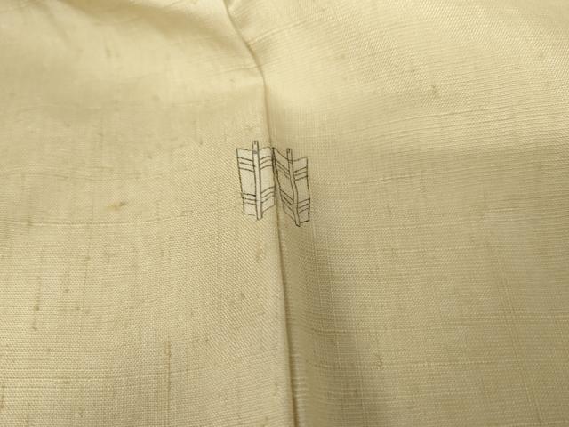 平和屋着物●訪問着　紬地　ろうけつ染め　草花文　正絹　逸品　AABE5253cs