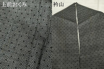 平和屋着物●本場大島紬　一元7マルキ　あられ　黒地　正絹　逸品　AABE5254cs