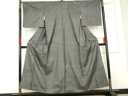 平和屋着物●本場大島紬　一元7マルキ　あられ　黒地　正絹　逸品　AABE5254cs