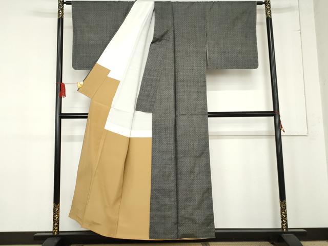 平和屋着物●本場大島紬　一元7マルキ　あられ　黒地　正絹　逸品　AABE5254cs