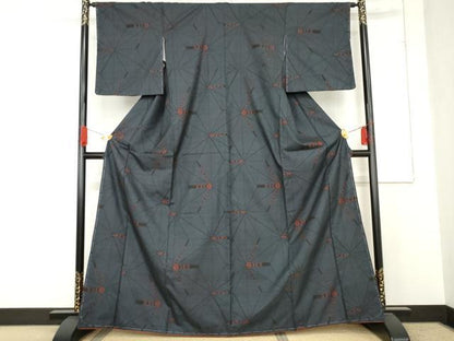 平和屋着物●本場大島紬　一元7マルキ　花麻の葉文様　正絹　逸品　未使用　AABE5263cs