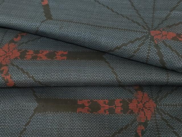 平和屋着物●本場大島紬　一元7マルキ　花麻の葉文様　正絹　逸品　未使用　AABE5263cs