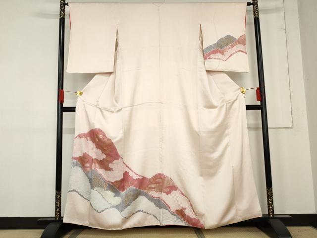 平和屋着物●訪問着　絞り　刺繍　草花文　金彩　正絹　逸品　AABE5266cs