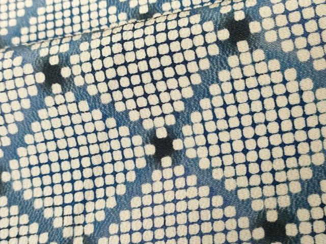 平和屋着物●型絵染の人間国宝　稲垣稔次郎　小紋　格子　反端付き　正絹　逸品　AABE5277cs 平和屋着物○型絵染の人間国宝 稲垣稔次郎 小紋 格子 反