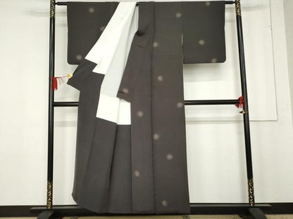 平和屋着物●京の名門　友禅　染の北川　小紋　鹿の子丸文　反端付き　正絹　逸品　AABE5278cs