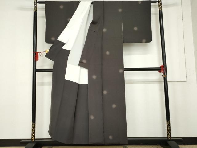 平和屋着物●京の名門　友禅　染の北川　小紋　鹿の子丸文　反端付き　正絹　逸品　AABE5278cs
