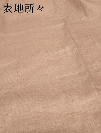 平和屋着物●結城紬　色無地　珊瑚色　正絹　逸品　AABE5289cs 平和屋着物○結城紬 色無地 珊瑚色 正絹 逸品 AABE5289cs