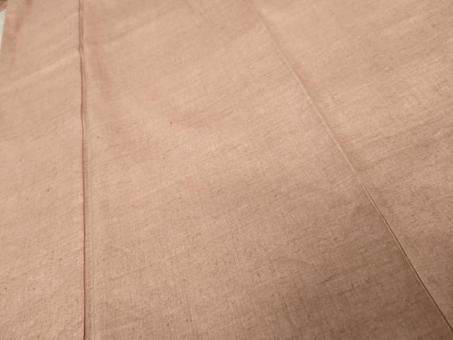 平和屋着物○結城紬 色無地 珊瑚色 正絹 逸品 AABE5289cs