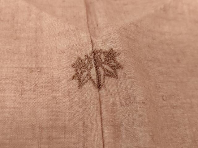 平和屋着物●結城紬　色無地　珊瑚色　正絹　逸品　AABE5289cs 平和屋着物○結城紬 色無地 珊瑚色 正絹 逸品 AABE5289cs