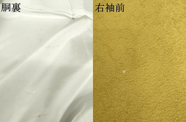 平和屋着物●上質な色無地 作家物 紋意匠 本草木染 山吹茶色 正絹 逸品 AABE5293cs