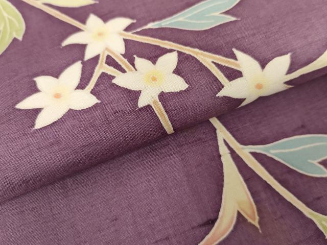 平和屋着物●本加賀友禅作家　成竹登茂男　訪問着　白山紬地　枝花文　正絹　逸品　AABE5296cs 平和屋着物○本加賀友禅作家 成竹登茂男 訪問着 白山紬