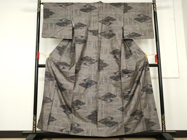 平和屋着物●本場大島紬　カタス9マルキ　泥染め　風景花文　正絹　逸品　AABE5302cs 平和屋着物○本場大島紬 カタス9マルキ 泥染め 風景花文 正絹 逸品