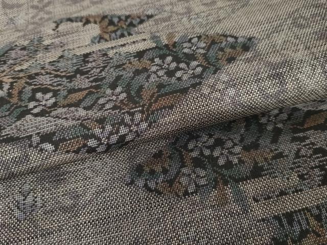 平和屋着物○本場大島紬 カタス9マルキ 泥染め 風景花文 正絹 逸品