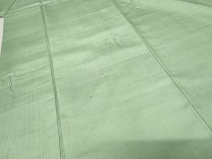 平和屋着物●上質な紬　刺繍　唐辛子　山葵色地　金糸　正絹　逸品　AABE5308cs