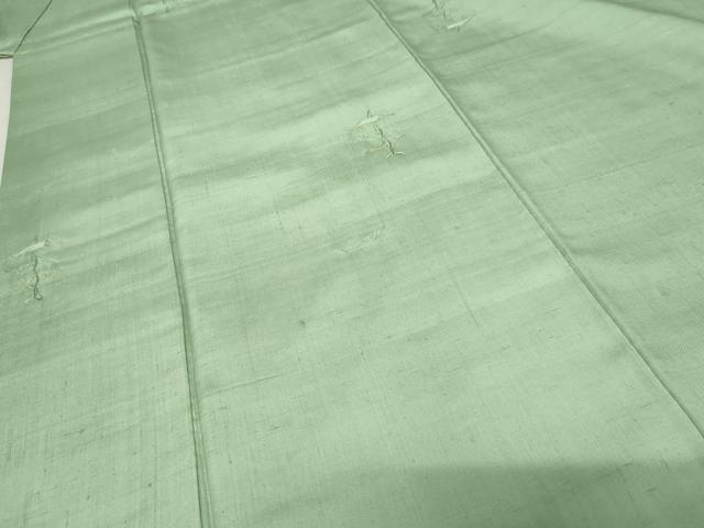 平和屋着物●上質な紬　刺繍　唐辛子　山葵色地　金糸　正絹　逸品　AABE5308cs