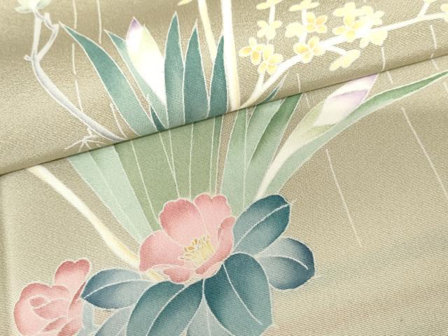 平和屋着物●訪問着 友禅 作家物 草花文 暈し染め 正絹 逸品 AABE5311cs