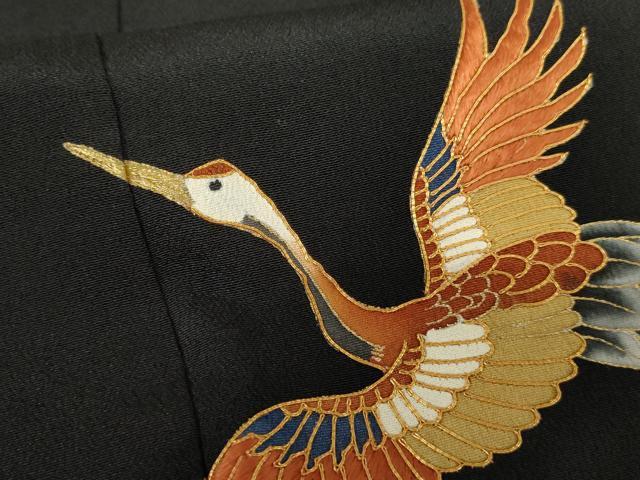 平和屋着物○豪華黒留袖 駒刺繍 飛鶴宝尽くし 金彩 正絹 逸品 AABE5312cs