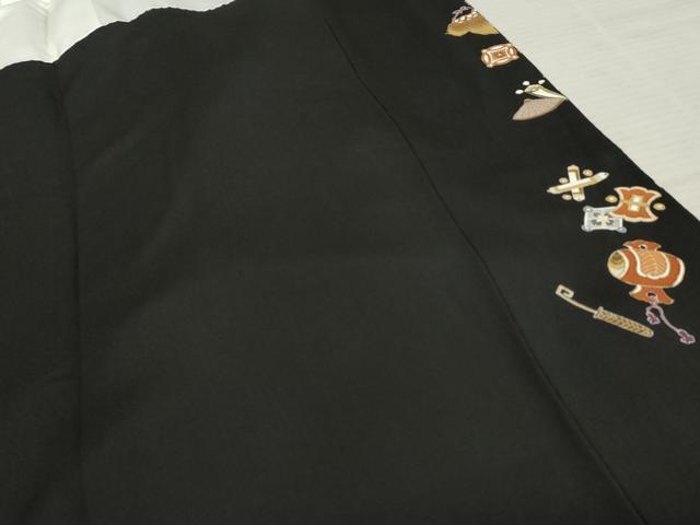 平和屋着物○豪華黒留袖 駒刺繍 飛鶴宝尽くし 金彩 正絹 逸品 AABE5312cs