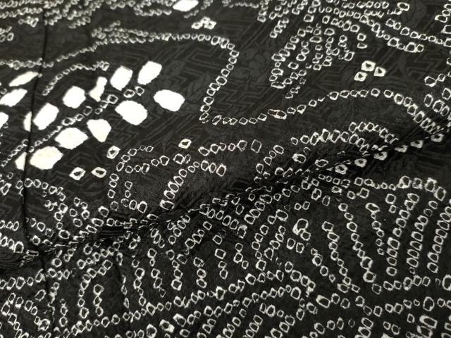 平和屋着物○訪問着 絞り 吉祥花松文 黒地 正絹 逸品 AABE5313cs