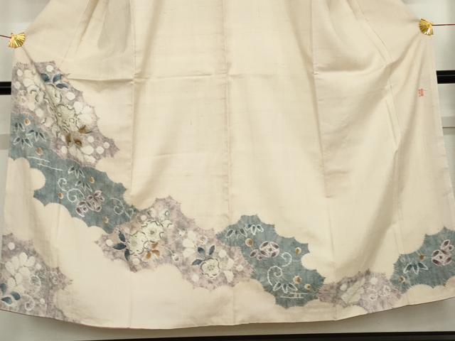 平和屋着物○十日町 名門 滝泰謹製 訪問着 紬地 絞り 辻が花 正絹