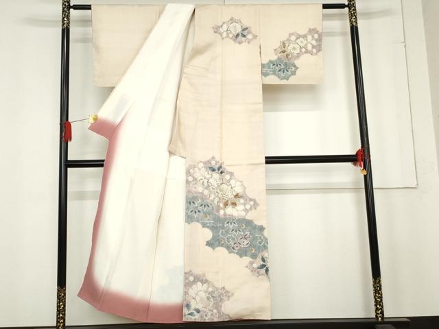 平和屋着物○十日町 名門 滝泰謹製 訪問着 紬地 絞り 辻が花 正絹
