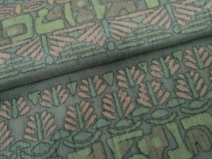 平和屋着物●縦節紬 幾何学横段文 正絹 逸品 AABE5317cs
