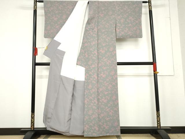 平和屋着物●世界的人形師　辻村寿三郎　ジュサブロー　小紋　草花文　正絹　逸品　AABE5318cs 平和屋着物○世界的人形師 辻村寿三郎 ジュサブロー 小紋 草花文 正絹