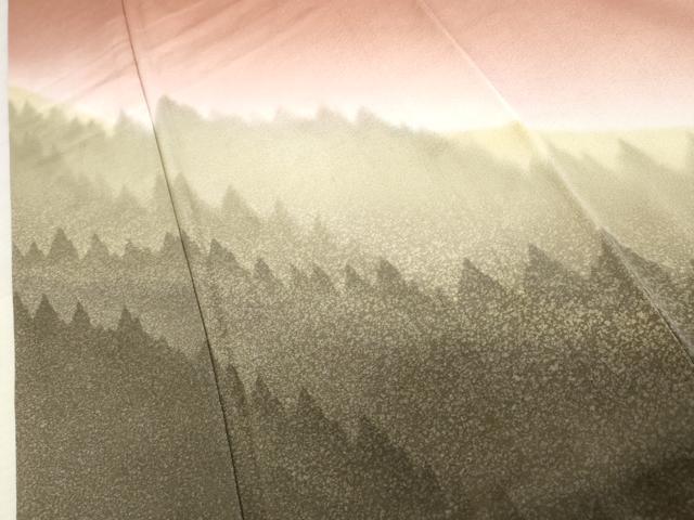 平和屋着物○二代目清次郎 手描き 訪問着 樹林風景文 暈し染め