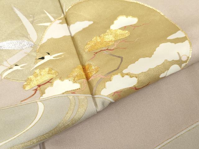 平和屋着物○豪華色留袖 駒刺繍 飛鶴松竹梅文 金彩 正絹 逸品