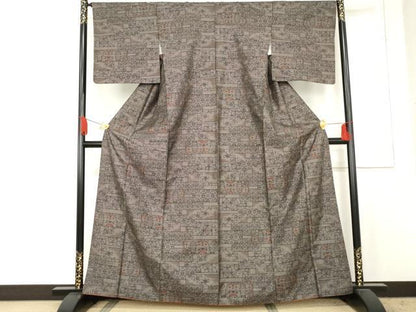 平和屋着物●本場大島紬　カタス7マルキ　泥染　色紙重ね花唐草文　正絹　逸品　AABE5349cs