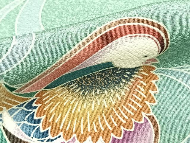 平和屋着物●訪問着　友禅　花鳥文　暈し染め　金彩　正絹　逸品　AABE5371fy 平和屋着物○訪問着 友禅 花鳥文 暈し染め 金彩 正絹 逸品 AABE5371fy