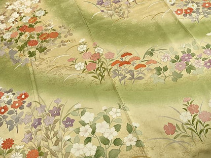 平和屋着物●訪問着　友禅　駒刺繍　草花文　暈し染め　金彩　ますいわ屋扱い　正絹　逸品　AABE5376fy