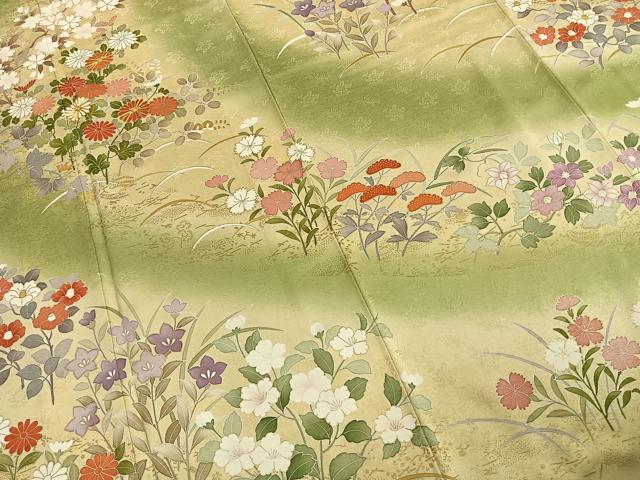 平和屋着物●訪問着　友禅　駒刺繍　草花文　暈し染め　金彩　ますいわ屋扱い　正絹　逸品　AABE5376fy