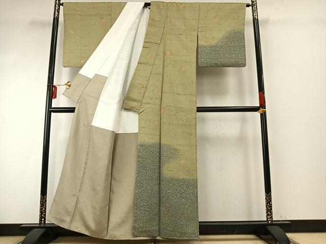 平和屋着物●訪問着　紬地　器物文　正絹　逸品　AABE5378fy